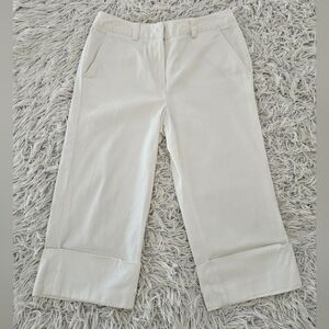 EUC Larry Levine Petite Stretch Capri Pants Rolled Cuff Womens 6P White